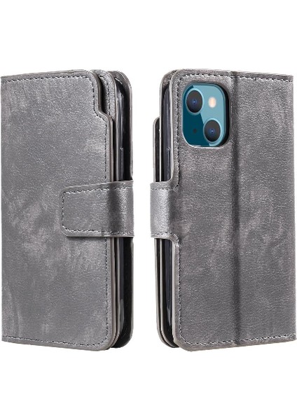 IPhone 15 Için Kılıf Artı Kickstand Pu Deri 9 Kart Yuvaları Cüzdan Manyetik (Yurt Dışından)