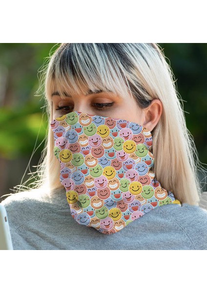 Gülen Emojiler Boyunluk Maske Bandanası