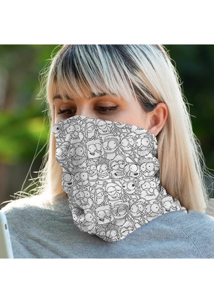Çizgi Karakter Motorcu Boyunluk ve Saç Bandanası