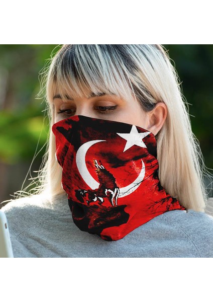 Kurt ve Bayrak Temalı Bandana Boyunluk