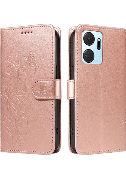 El Kayışı Kabartmalı Kelebek Cüzdan Telefon Kılıfı ile Onur X7A Için Kılıf (Yurt Dışından)
