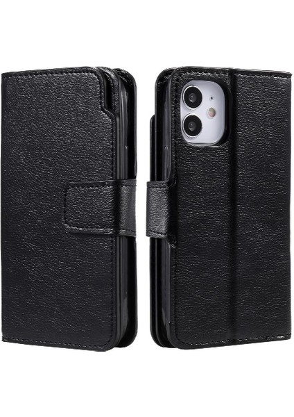 IPhone 12 Için Kılıf Mini Pu Deri Kickstand 9 Kart Yuvaları Manyetik Cüzdan (Yurt Dışından)