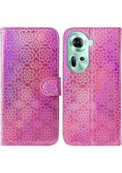 YH Mall Oppo RENO11 Premium Pu Deri Standı Tutucu Cüzdan Kılıf Glitter (Yurt Dışından)