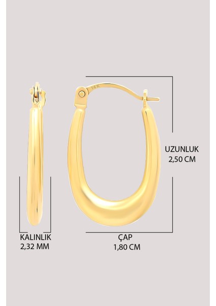 14 Ayar Altın Küpe Oval Halka Küpe fiyatları