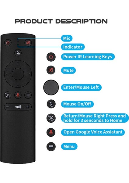 G21S Air Mouse 6 Eksenli Jiroskoplu Smart Sesli Uzaktan Kumanda (Yurt Dışından)