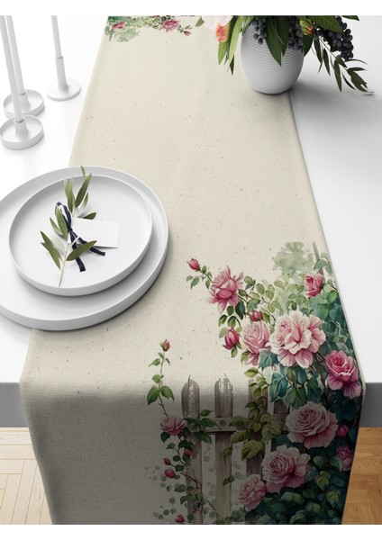 Flower Serisi 140X40 cm Dijital Baskılı Runner