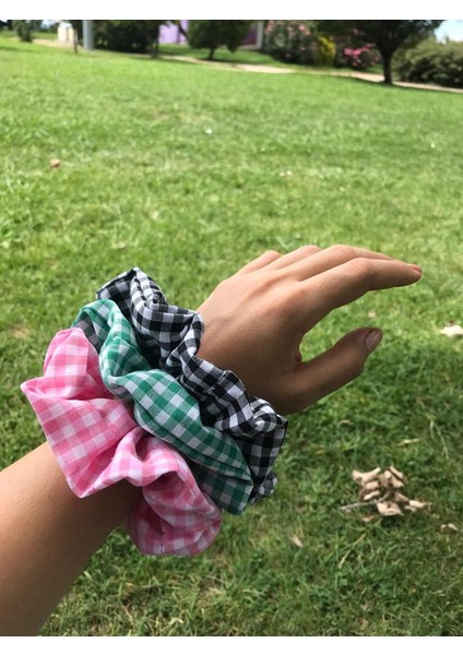 Rengarenk Pötikareli Kadın Saç Lastik Toka Seti 3'lü modelleri