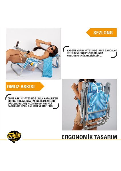 Funky Chaırs Beach Star Plaj Şezlong Sandalye