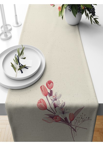 Flower Serisi 140X40 cm Dijital Baskılı Runner