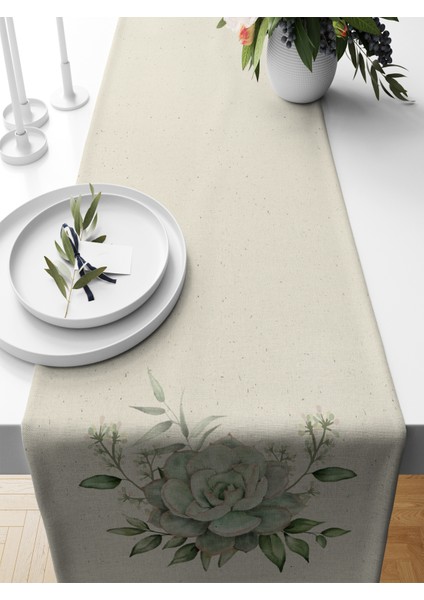 Flower Serisi 140X40 cm Dijital Baskılı Runner