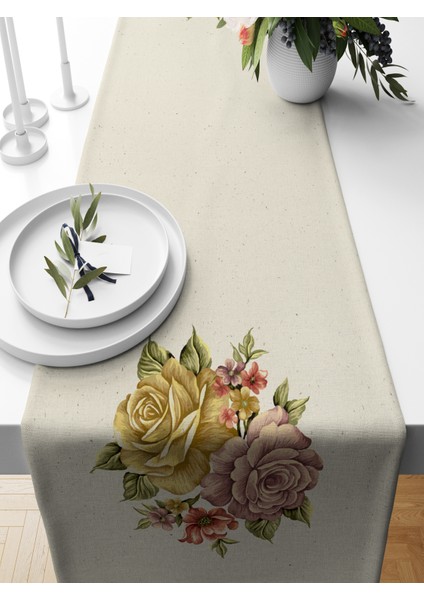 Flower Serisi 140X40 cm Dijital Baskılı Runner