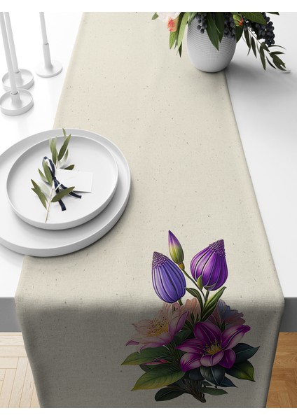 Flower Serisi 140X40 cm Dijital Baskılı Runner