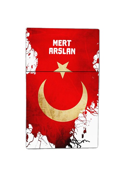 Türk Bayrağı Baskılı Tabaka Kişiye Özel Isimli Sigara Kutusu Tabakası Standart Boy