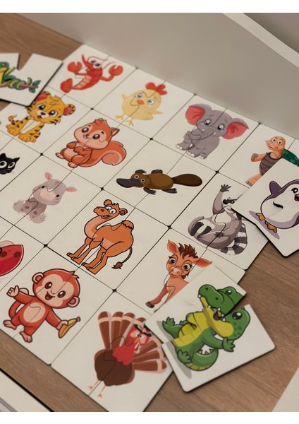 Hayvan Eşleme Puzzle Kartı, Puzzle Eğitici Oyuncak, Montessori Eğitim Oyuncak, Motor Zeka Oyuncak