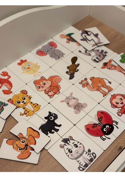 Hayvan Eşleme Puzzle Kartı, Puzzle Eğitici Oyuncak, Montessori Eğitim Oyuncak, Motor Zeka Oyuncak modelleri
