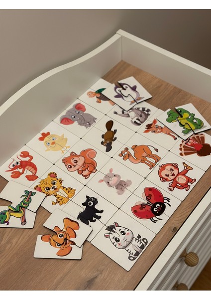 Hayvan Eşleme Puzzle Kartı, Puzzle Eğitici Oyuncak, Montessori Eğitim Oyuncak, Motor Zeka Oyuncak fırsatları
