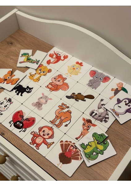 Hayvan Eşleme Puzzle Kartı, Puzzle Eğitici Oyuncak, Montessori Eğitim Oyuncak, Motor Zeka Oyuncak indirimleri