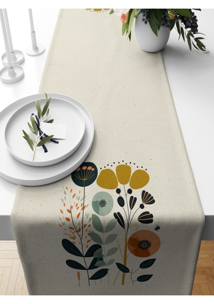 Flower Serisi 140X40 cm Dijital Baskılı Runner