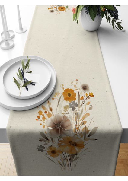 Flower Serisi 140X40 cm Dijital Baskılı Runner