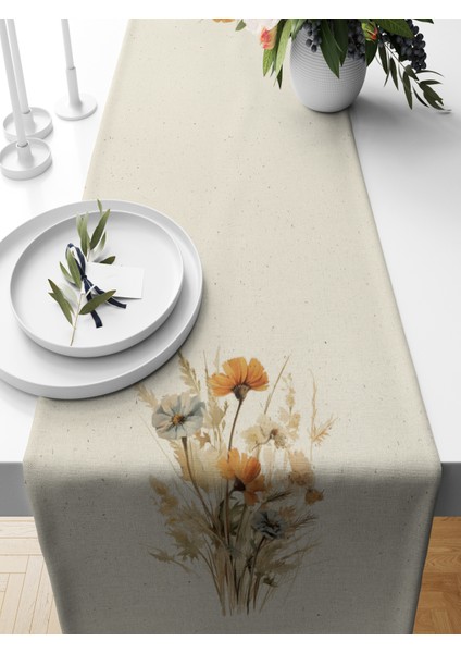 Flower Serisi 140X40 cm Dijital Baskılı Runner