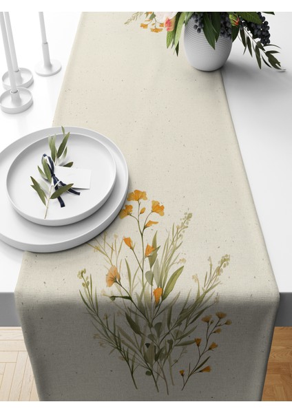 Flower Serisi 140X40 cm Dijital Baskılı Runner