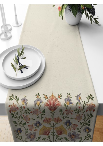 Flower Serisi 140X40 cm Dijital Baskılı Runner