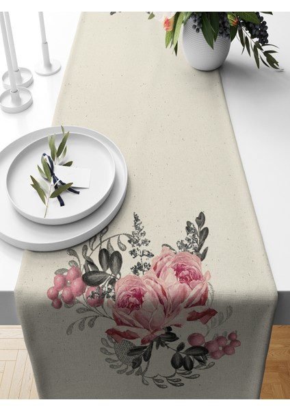 Flower Serisi 140X40 cm Dijital Baskılı Runner