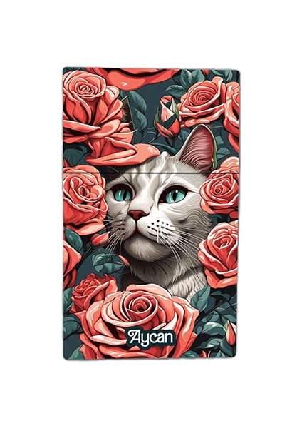 Kedi Baskılı Tabaka Kişiye Özel Isimli Sigara Kutusu Tabakası Standart Boy