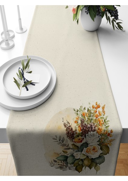 Flower Serisi 140X40 cm Dijital Baskılı Runner