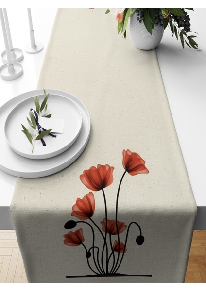 Flower Serisi 140X40 cm Dijital Baskılı Runner