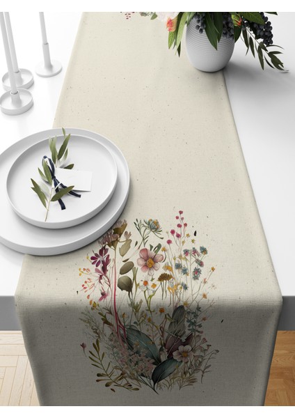 Flower Serisi 140X40 cm Dijital Baskılı Runner