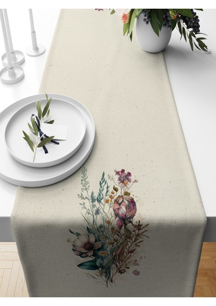 Flower Serisi 140X40 cm Dijital Baskılı Runner