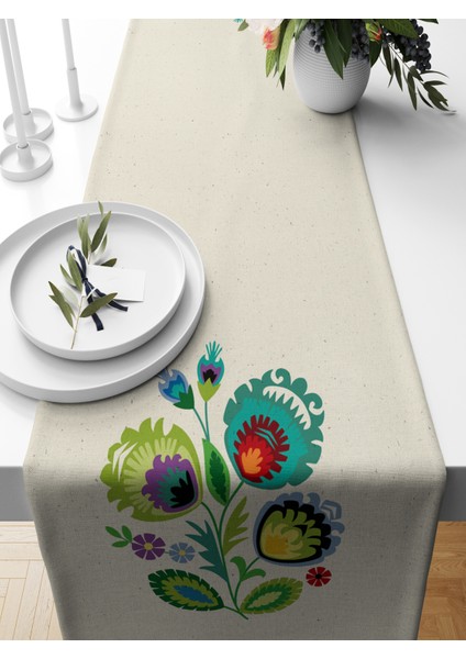 Flower Serisi 140X40 cm Dijital Baskılı Runner