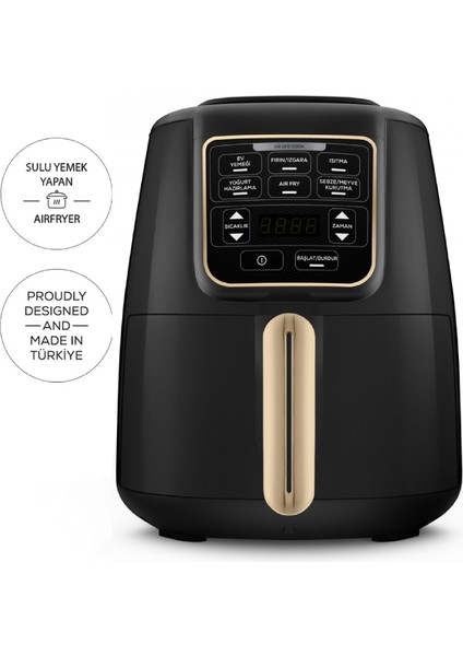 Air Pro Cook Xl 2 In 1 Konuşan Airfryer Black Mineral Gold 4 Kişilik Fritöz