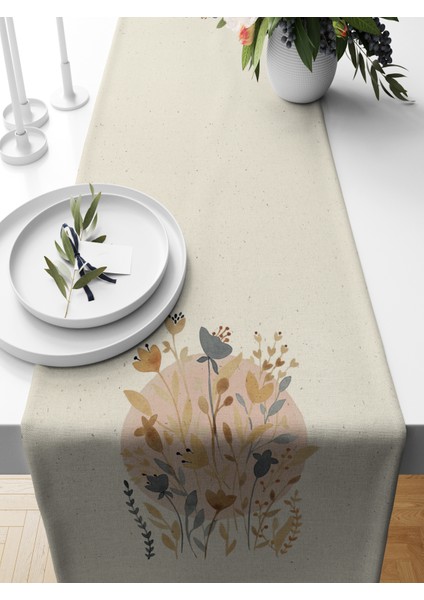 Flower Serisi 140X40 cm Dijital Baskılı Runner