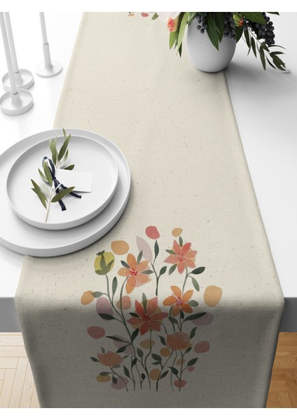 Flower Serisi 140X40 cm Dijital Baskılı Runner