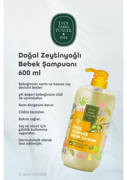 Eyüp Sabri Tuncer Doğal Zeytinyağlı Bebek Şampuanı 600 ml 3 Adet ve Rosıe Pamuk