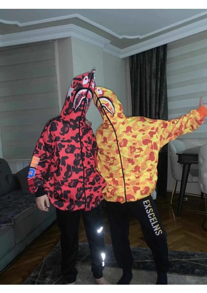 Pubg Bape x Shark Hoodie Kırmızı