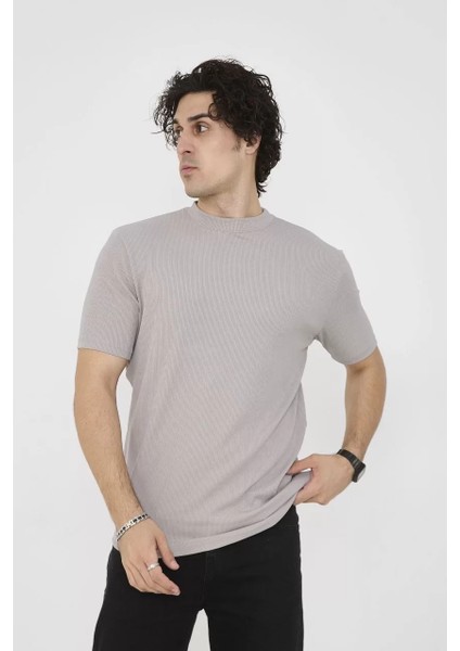 Bisiklet Yaka Slim Fit T-Shirt- Taş fiyatları