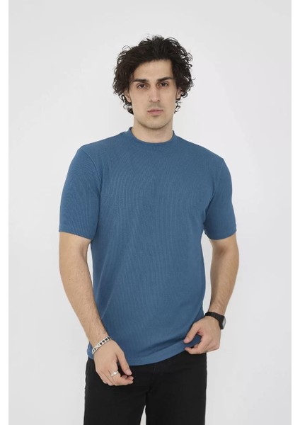 Bisiklet Yaka Slim Fit T-Shirt- Turkuaz