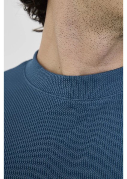 Bisiklet Yaka Slim Fit T-Shirt- Turkuaz indirimleri