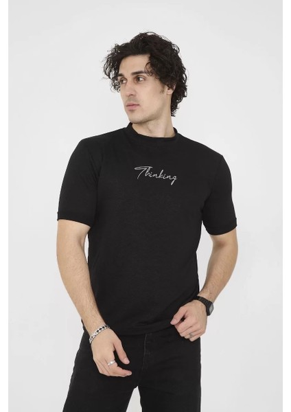 Bisiklet Yaka Slim Fit T-Shirt- Siyah fiyatları