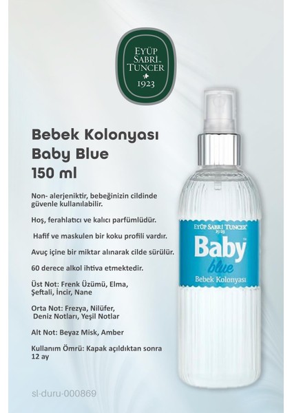 Eyüp Sabri Tuncer 3'lü Bebek Kolonyası Baby Blue 150 ml ve Rosıe Bebek Pamuğu