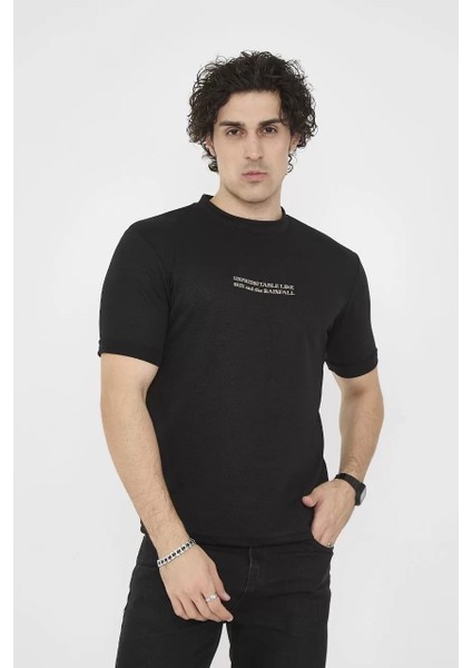Bisiklet Yaka Slim Fit T-Shirt- Siyah