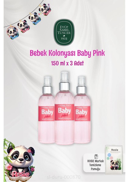 3 Adet Bebek Kolonyası Pink 150 ml ve Rosıe Bebek Pamuğu