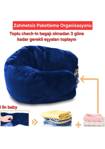 İlin Baby Seyahat Boyun Yastığı ve Giysi Eşyaları Ekstra Bagaj Ücretlerinden Kaçınmak Için 3'ü 1  Organizer