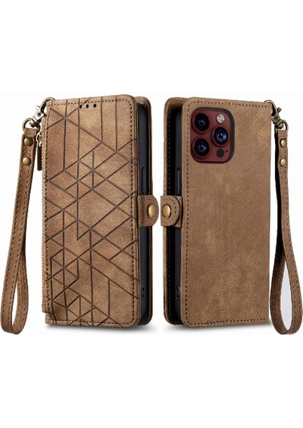 IPhone 15 Için Flip Case Pro Darbeye Kapak Kapak Cüzdan Basit Iş (Yurt Dışından)