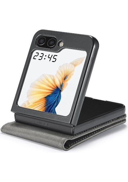 Samsung Galaxy Z Flip 5 Için Kılıf Tutucu ile Buzağı Doku Yatay Çevir (Yurt Dışından)