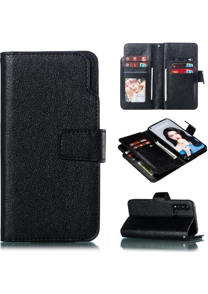 Huawei P20 Lite 9 Kart Yuvaları Için Kılıf Pu Deri Kickstand Cüzdan Manyetik (Yurt Dışından)