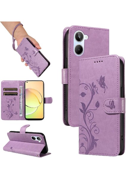 Reamle 10 4g Cüzdan Telefon Kılıfı ve Kart Yuvası Kabartmalı Kelebek (Yurt Dışından)